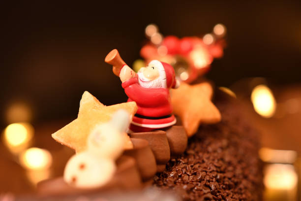Santa Claus on a Christmas cake.
