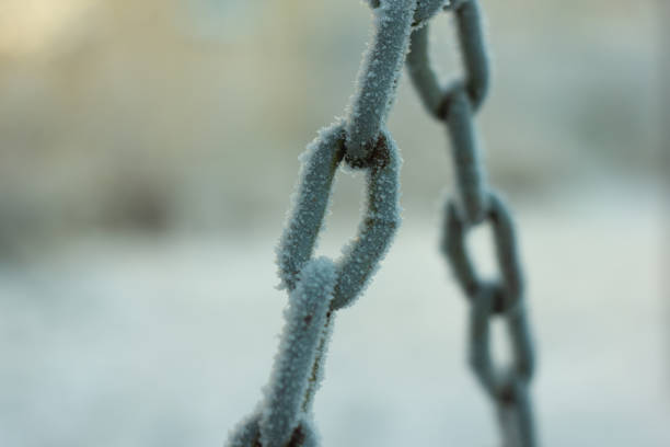 istock Chain hanging outside in winter 1455657789