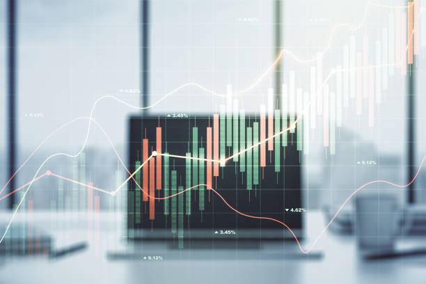 istock Multi exposure of abstract creative financial chart on computer background, research and analytics concept 1455657920