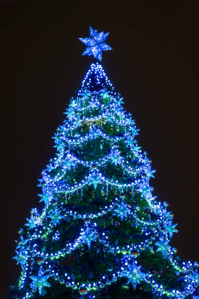istock Christmas tree street. Abstract postcard background 1455660336