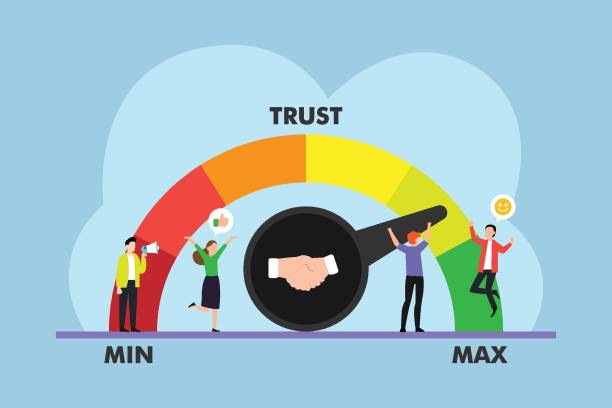 ludzie biznesu z poziomem zaufania - trust stock illustrations