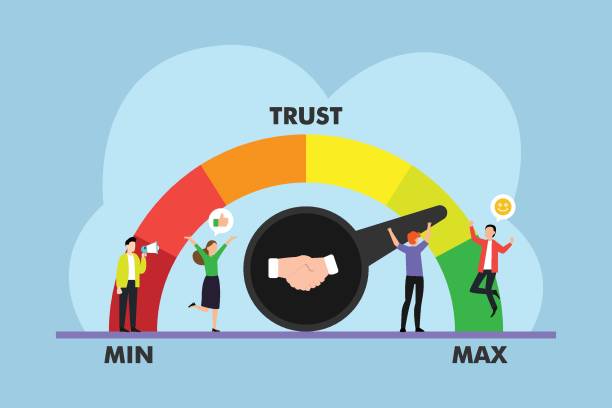 business people with trust level - sadakat stock illustrations