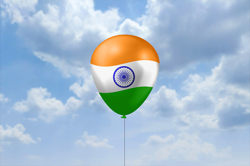 Concepto creativo de la bandera tricolor india creada en globo. Día de la República de la India. Día de la independencia de la India. photo