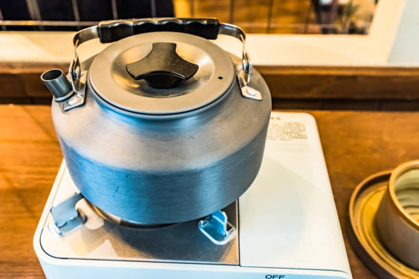 Kettle on camping stove
