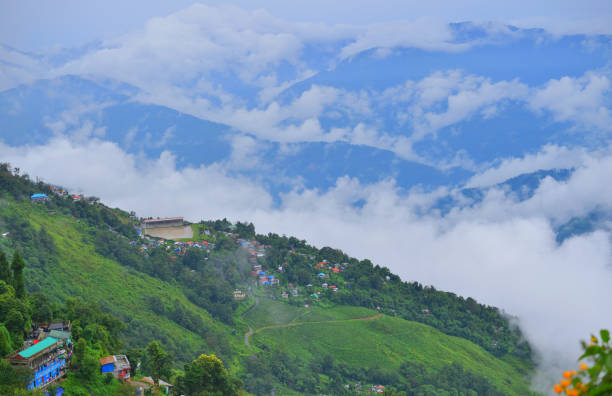 istock Landscape near Darjeeling with mountaind covered in clouds. 1455666604