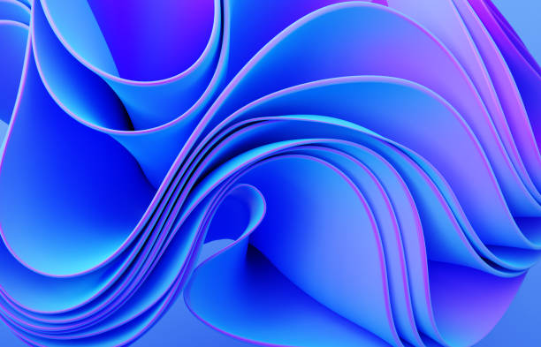 istock Abstract modern neon, blue, violet colors background with ruffle, folded cloth 1455667822