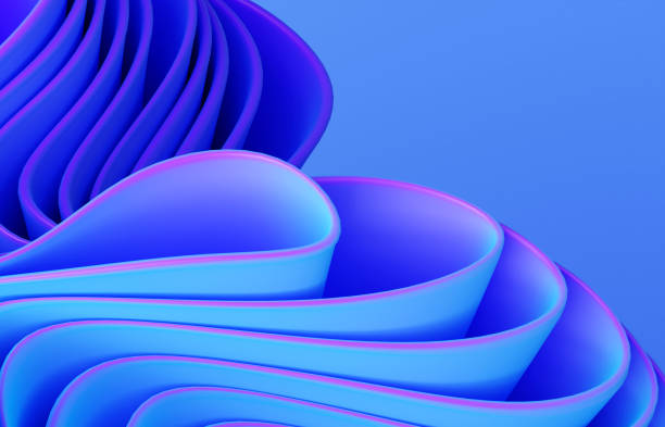 istock Abstract modern neon, blue, violet colors background with ruffle, folded cloth 1455667826