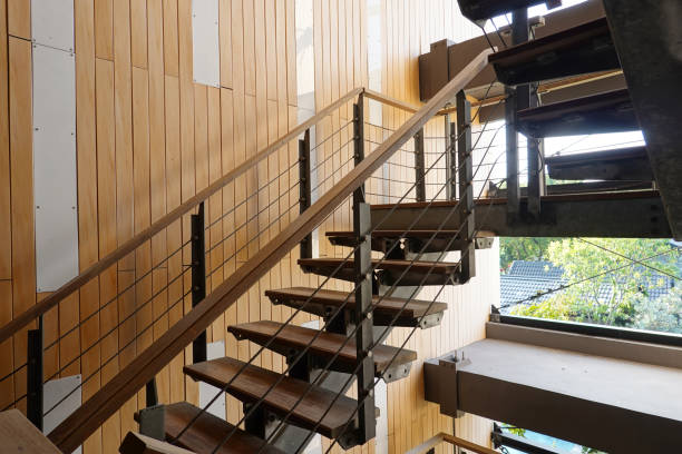 istock Modern design metal staircase of office building. 1455668402