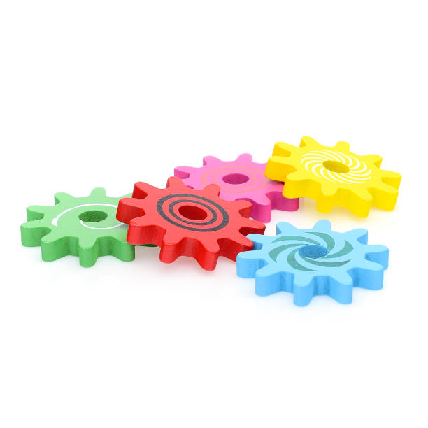 istock Wooden children's designer isolated on a white background. Design and modeling. Eco-friendly educational toys for children 1455672203