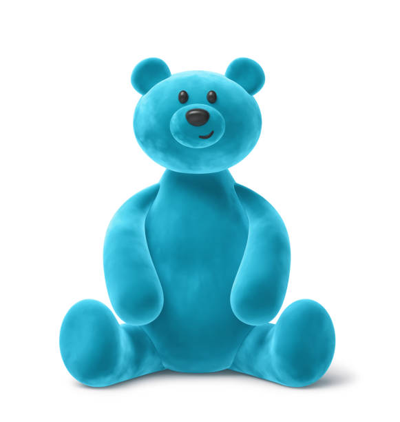 istock Blue plush bear toy isolated on white. Clipping path included 1455672250