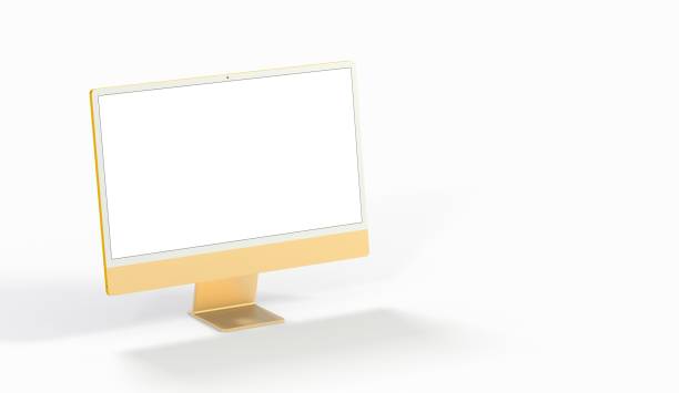 istock 3D illustration of realistic flat-screen computer monitor mockup with a white blank screen 1455676664