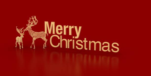 istock Modern 3D rendered merry Christmas card 1455677149