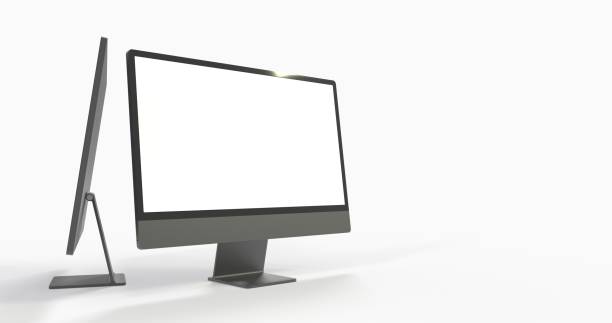 istock 3D rendering of two black flat computer screens with cameras isolated on a white background 1455677271