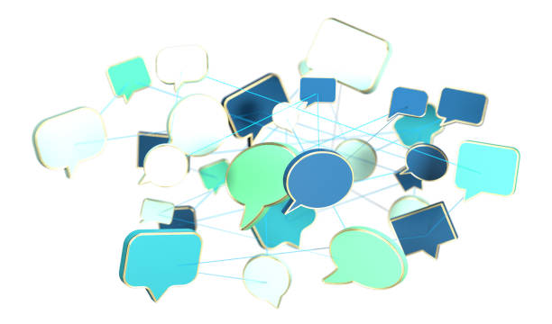 istock 3D rendering of blue and green networking icons on an isolated white background 1455677393