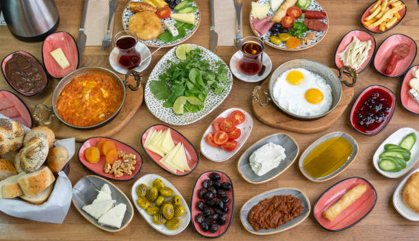 istock High angle shot of a traditional Turkish breakfast table 1455678712