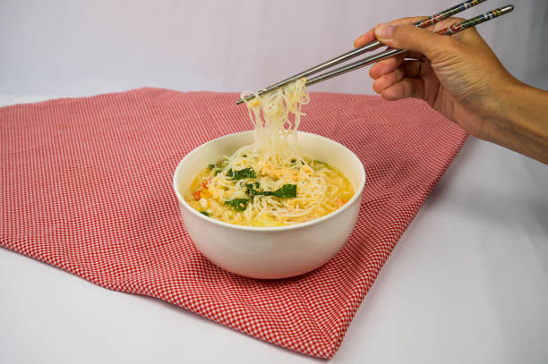 boiled noodles served on the table. Bakmi Godhog or also often called Bakmi Jawa is a native food from Indonesia, especially in the Special Region of Yogyakarta, Central Java and East Java.