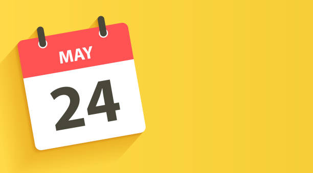 May 24 - Daily Calendar Icon in flat design style May 24. Calendar Icon with long shadow in a Flat Design style. Daily calendar isolated on a wide yellow background. Horizontal composition with copy space. Vector Illustration (EPS file, well layered and grouped). Easy to edit, manipulate, resize or colorize. Vector and Jpeg file of different sizes. may 24 calendar stock illustrations