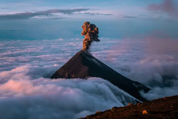 A scenic view of the Volcan de Fuego, Guatemala, Central America