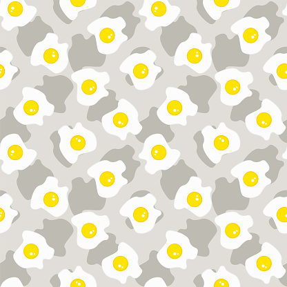 Seamless pattern of scrambled eggs, chicken eggs. Vector stock illustration eps 10.