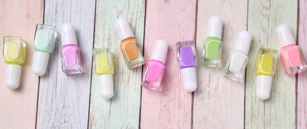 istock Many nail polish bottles, copy space 1455682826