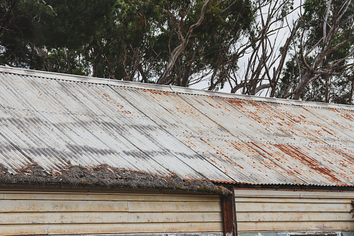 old rusty iron roof of weatherboard building