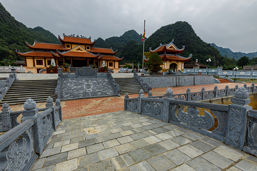 Bac Son, Long Son, Vietnam - November 21, 2019: The gate of the Temple of Bac Son in Vietnam