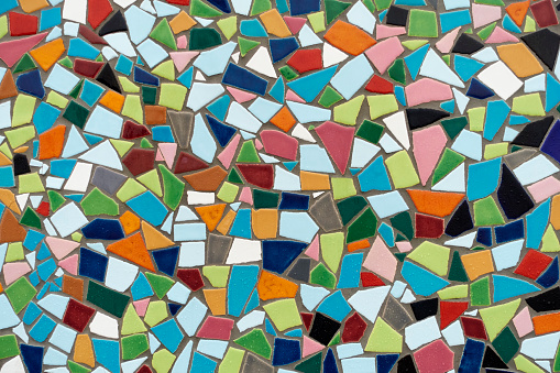 Photograph of a multi colored mosaic.