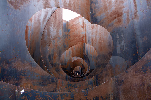 Some abstract shapes on a rusty metal