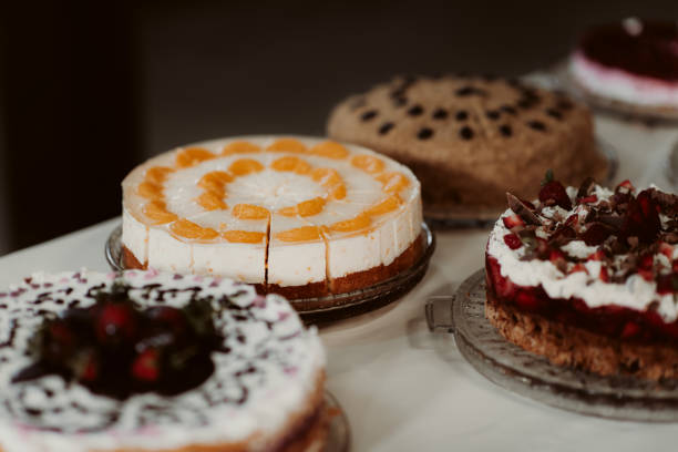istock Closeup of delicious cakes on a table 1455687144
