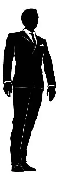 Vector illustration of Business Man In Suit Silhouette Person