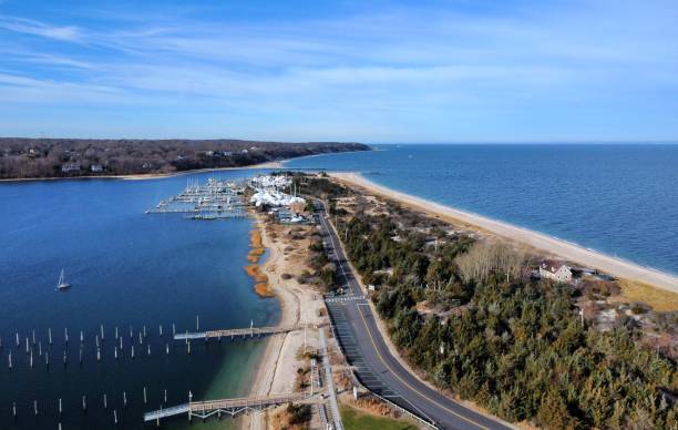 istock Aerial view of a seascape with harbor 1455690367