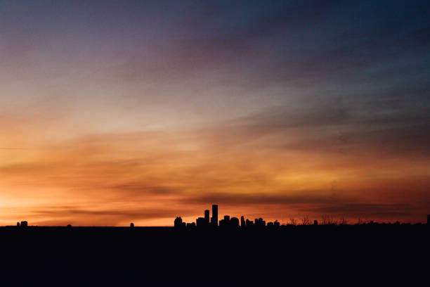 A scenic view from the Edmonton skyline during the sunset