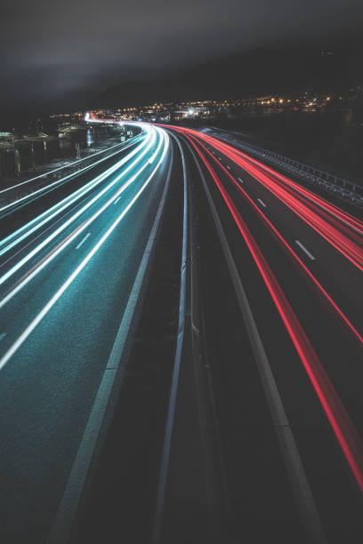 istock Beautiful view of an illuminated road at evening 1455691274