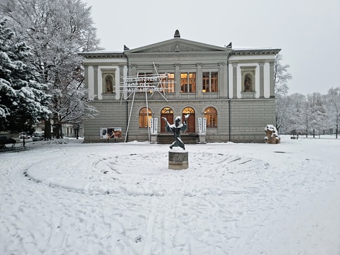 The Kunstmuseum St. Gallen (Art Museum St. Gallen) is a Swiss art museum founded in 1877. The building was planned by the architect Johann Christoph Kunkler and opened in 1877. The image was captured during winter season.