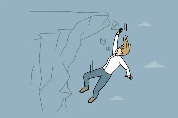 Vector illustration of Businesswoman fall from cliff
