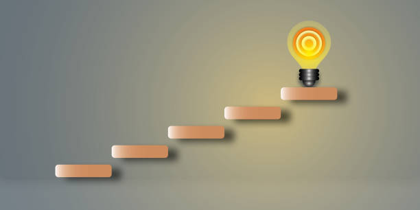 istock Target inside idea bulb with stair on dark background. Ideas inspiration concepts of business start up or goal to success. 1455698277