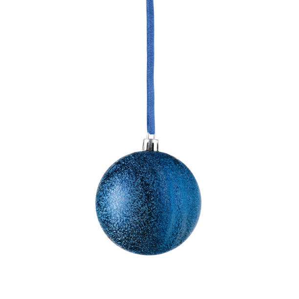 istock Blue christmas ball hanging, isolated on white background. christmas tree ornaments. 1455698628