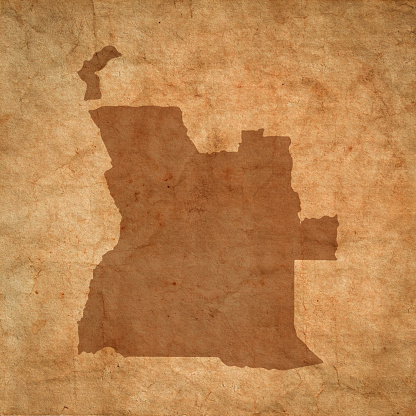 Angola map on old brown grunge paper