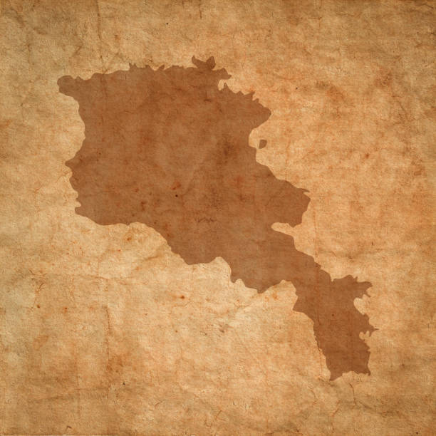 istock Armenia map on old brown grunge paper 1455700312
