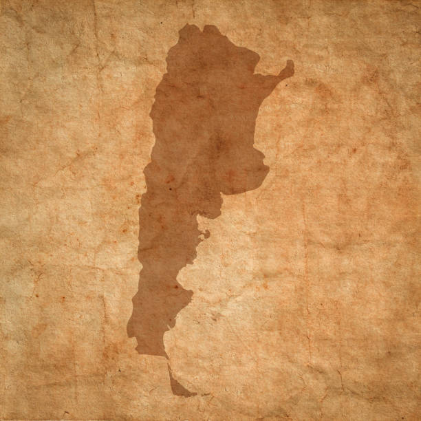 istock Argentina map on old brown grunge paper 1455701203