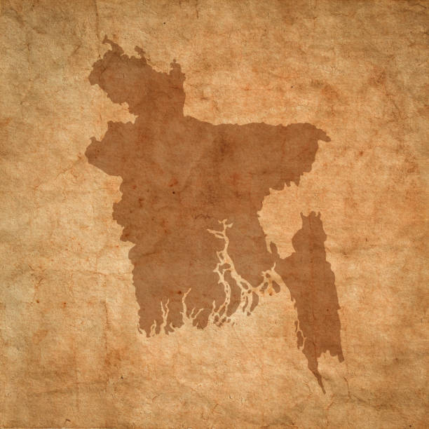 Bangladesh map on old brown grunge paper