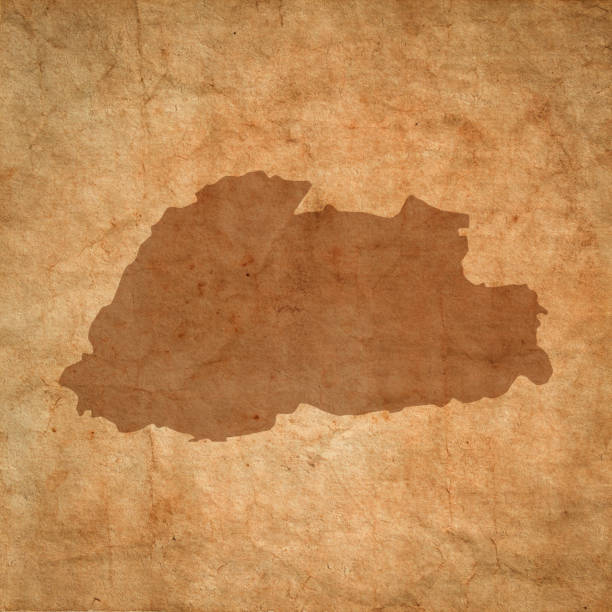 istock Bhutan map on old brown grunge paper 1455701325