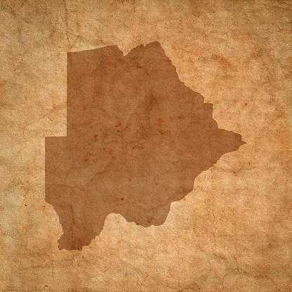 Botswana map on old brown grunge paper