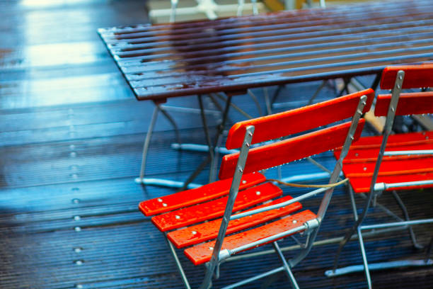chairs underwater in Venice during tide