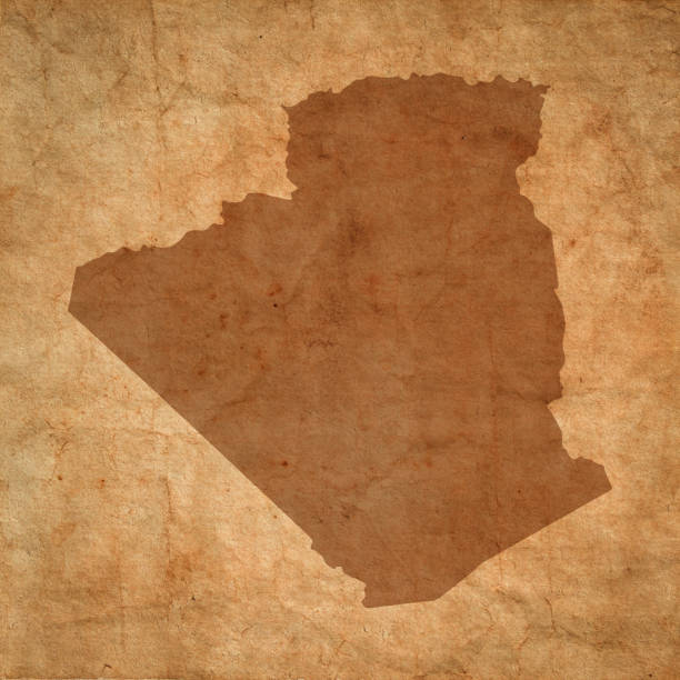 istock Algiers map on old brown grunge paper 1455704066