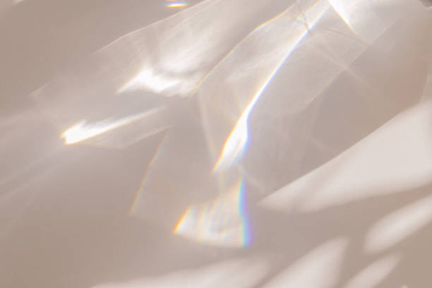 istock Sunlight background, abstract backdrop with light and shadow, glare and shine on paper texture, rainbow flare, beige color trend aesthetic wallpaper. Natural beams light, caustics effect 1455708093