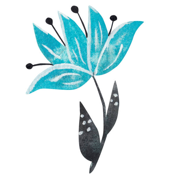istock Blue flower on a white background. watercolor illustration 1455708770