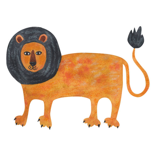 istock Lion in cartoon style. watercolor illustration 1455708774