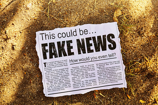 Simulated newspaper clipping sows doubt about whether the reader can tell the difference between fake news and real news. Text was written from scratch by the photographer (an experienced journalist), who also did the design, so this image is free of third-party copyright and may be used without restrictions. Although the text was written with plausibility in mind, no claim of truth or accuracy is made about it.