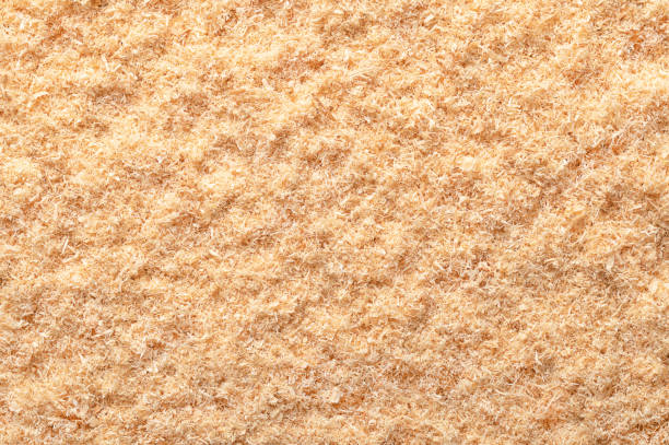 wood flour, wood powder, fine sawdust, pulverized wood, close-up from above - sawdust imagens e fotografias de stock